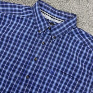 Ariat Pro Series Shirt Men's XXL Long Sleeve Button Plaid Blue Western Vented